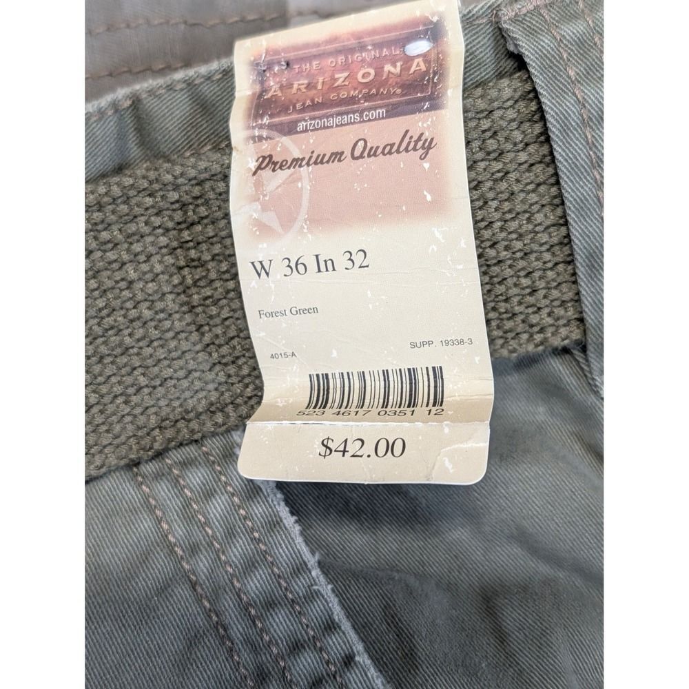 Arizona Jean Co Mens Forest Green Vintage Surplus Cargo Pants with Belt 36x32 - Picture 6 of 14